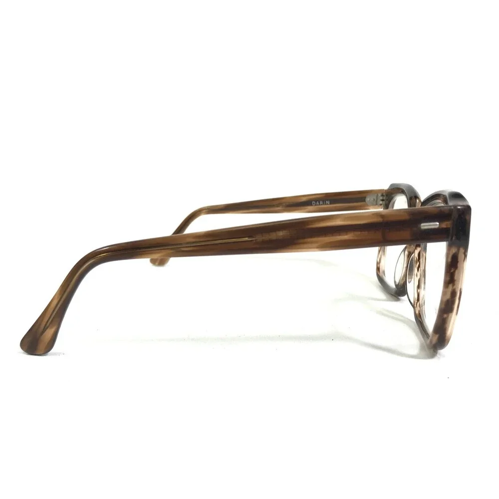 Vintage Darin Eyeglasses Frames Striped Brown Horn Square Thick Rim 51-18-135